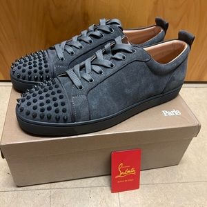 Christian Louboutin Louis Junior Spikes Orlato Suede Dark Gray 48